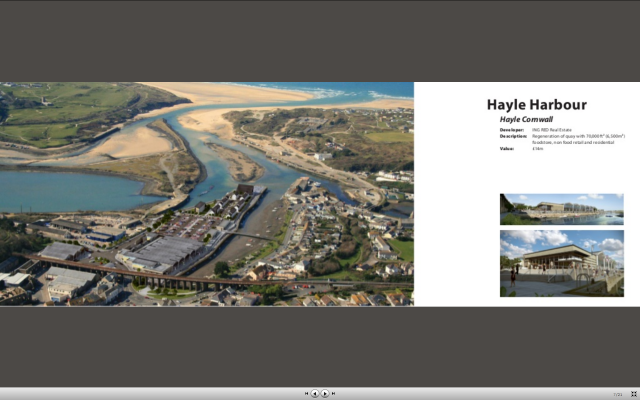 Hayle Harbour Hayle Cornwall Developer: ING RED Real Estate Description: Regeneration of quay with 70,000ft² (6,500m²) foodstore, non food retail and residential Value: £14m 