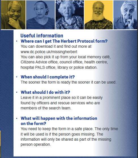 Useful information about the Herbert Protocol www.dc.police.uk/missingherbert