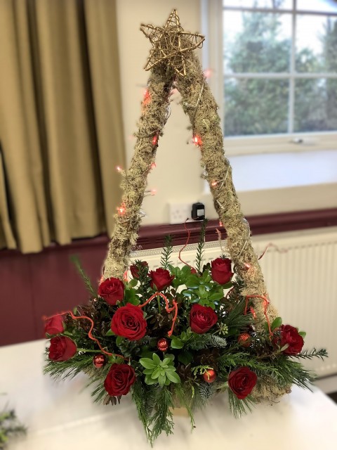 Flower arranging led by Lynne Christmas 2025 - demonstration 1